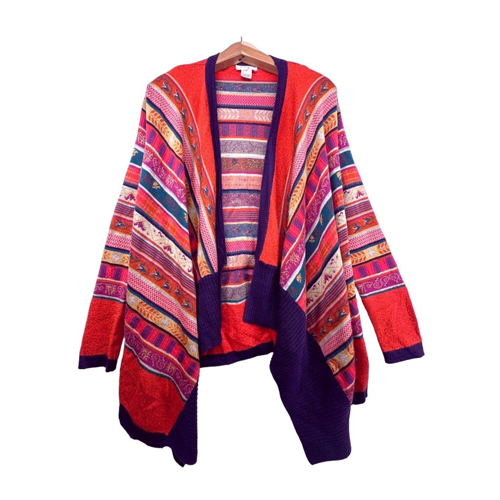 Anthropologie Freeway Womens Cardigan Sz S Boho Southwestern Open Waterfall Hem